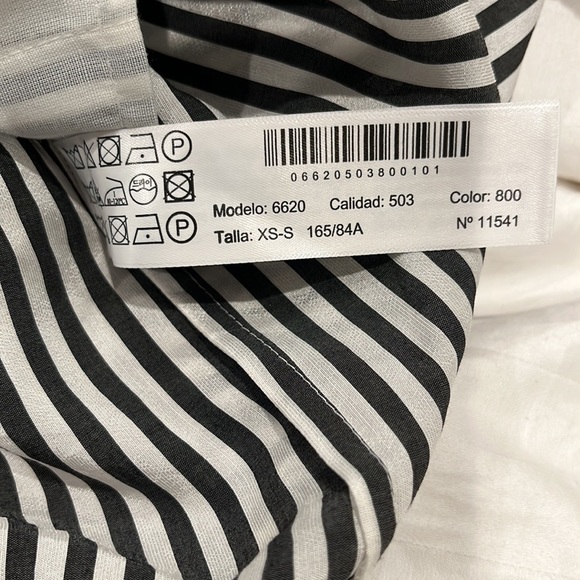 Massimo Dutti long sleeve belted button down black &white 3/4 length dress XS/S - Picture 12 of 16